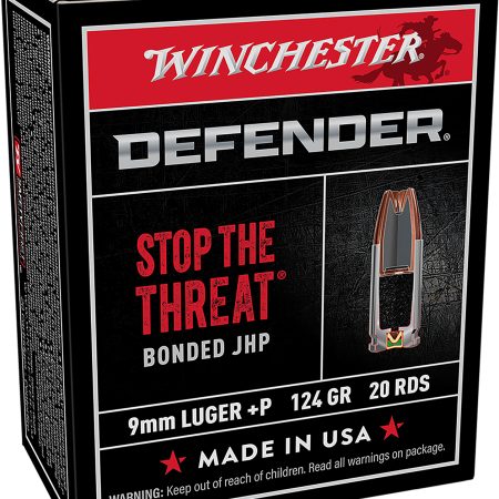 Winchester Ammo S9MMPDB Defender  9mmLuger+P 124gr Bonded Jacket Hollow Point 20 Per Box/10 Case