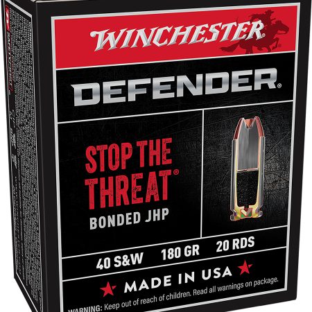 Winchester Ammo S40SWPDB1 Defender  40S&W 180gr Bonded Jacket Hollow Point 20 Per Box/10 Case