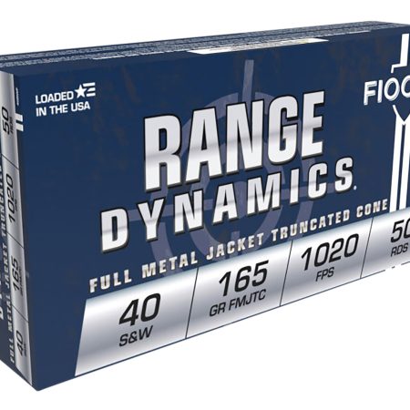 Fiocchi 40SWF Range Dynamics  40S&W 165gr Full Metal Jacket Truncated Cone 50 Per Box/20 Case