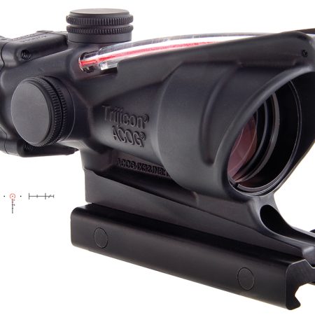 Trijicon 100219 ACOG  Black Hardcoat Anodized 4x32mm Illuminated Red Horseshoe .223/5.56 BDC Reticle