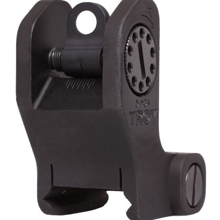 Troy Ind SSIGFRSROBT00 Rear Fixed BattleSight Round  Black Hardcoat Anodized for AR-15/AR-10