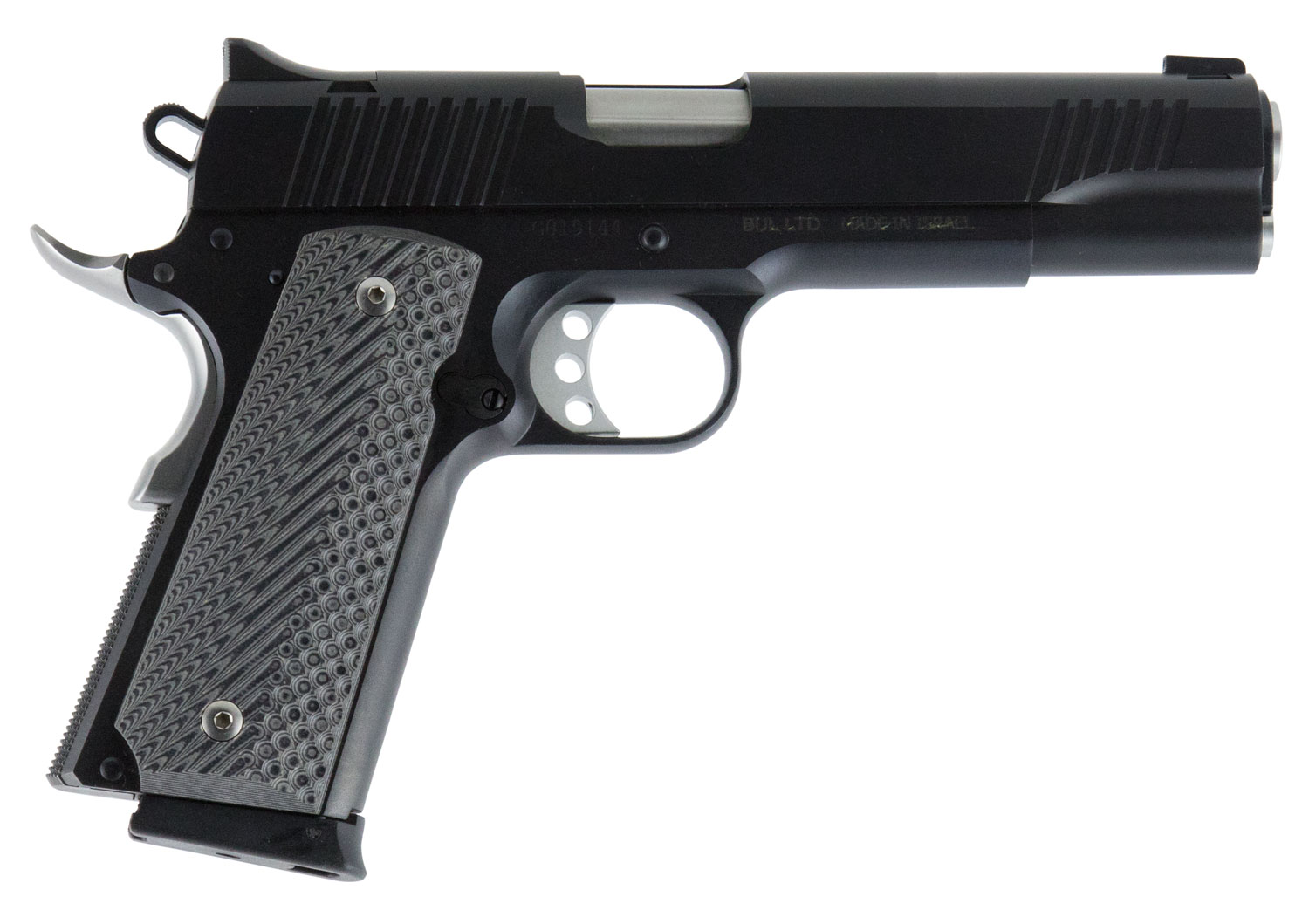 Magnum Research DE1911G 1911 G 45 ACP Caliber with 5.01" Barrel, 8+1 Capacity, Overall Matte Black Finish Carbon Steel, Beavertail Frame, Serrated Slide & Black/Gray G10 Grip
