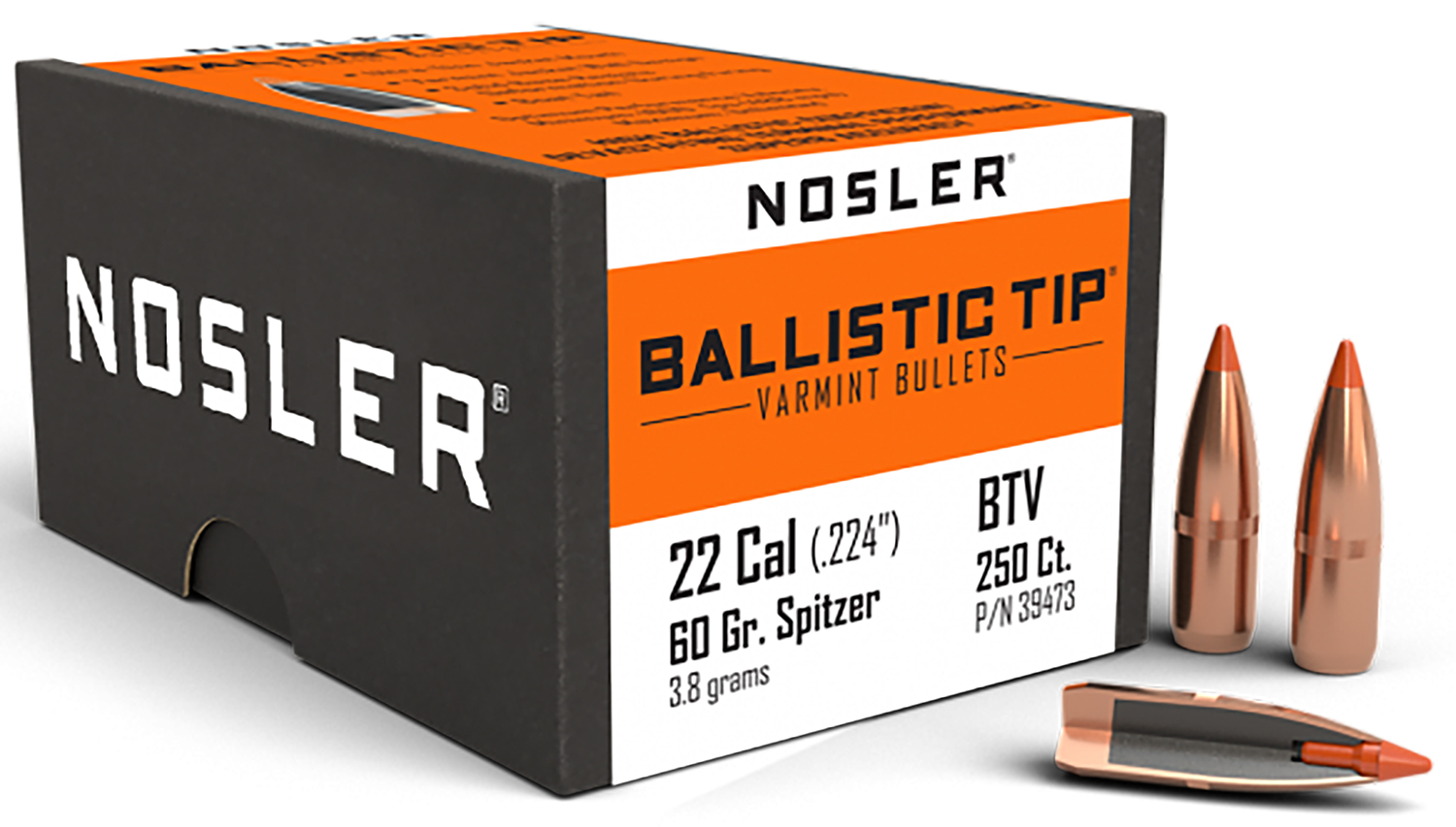 Nosler 39473 Ballistic Tip 22Cal 60gr Ballistic Tip Varmint 250/Box