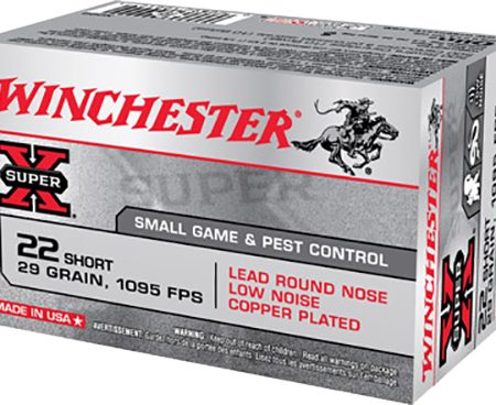 Winchester Ammo X22S Super X  22Short 29gr Lead Round Nose Low Noise Copper Plated 50 Per Box/100 Case