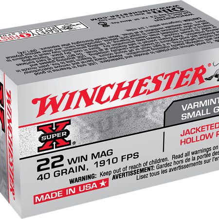 Winchester Ammo X22MH Super X  22WMR 40gr Jacketed Hollow Point 50 Per Box/40 Case