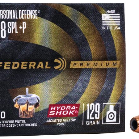 Federal P38HS1 Premium Personal Defense 38Special+P 129gr Hydra-Shok Jacketed Hollow Point 20 Per Box/25 Case