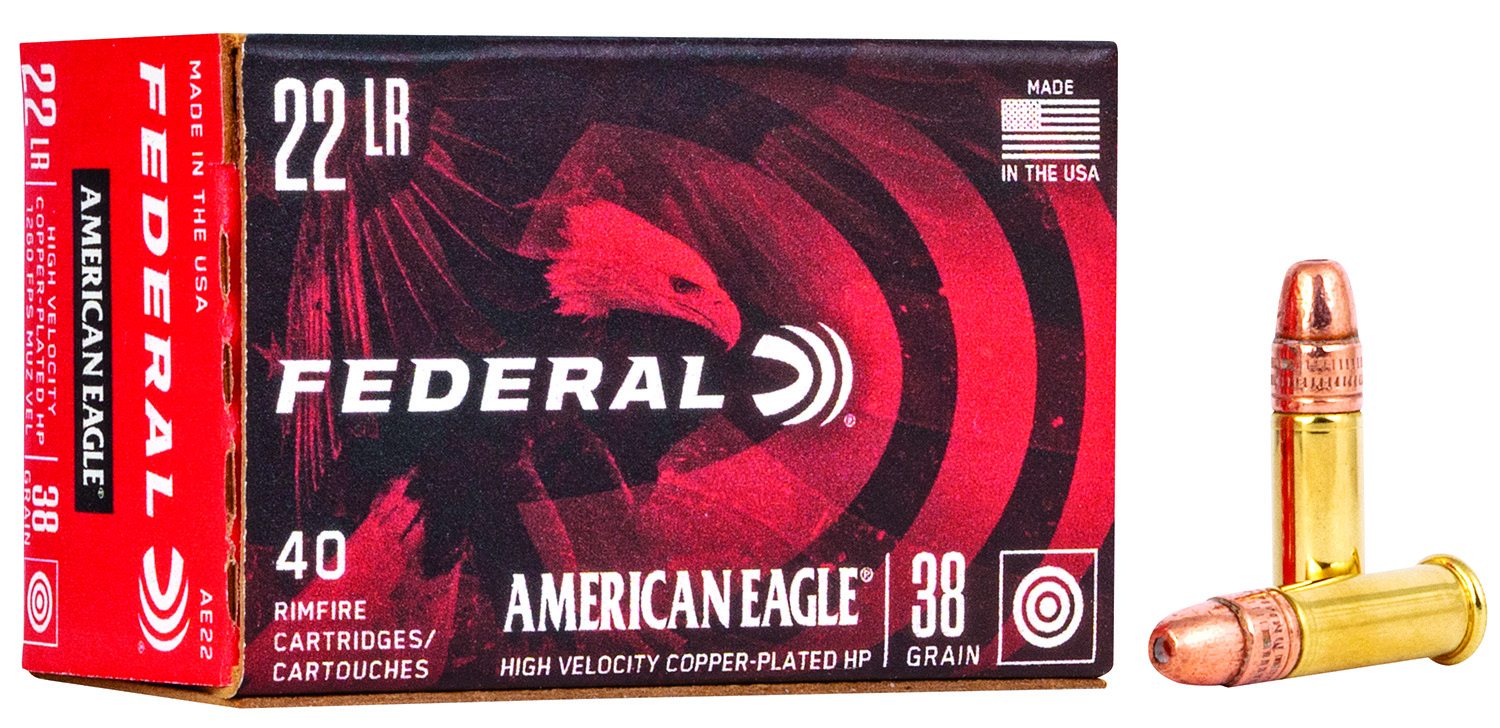 Federal AE22 American Eagle 22LR 38gr Copper Plated Hollow Point 40 Per Box/100 Case