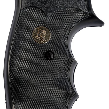 Pachmayr 03249 Gripper Grip Checkered Black Rubber with Finger Grooves for S&W J Frame with Round Butt