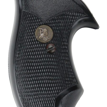 Pachmayr 03147 Compact Grip Checkered Black Rubber with Finger Grooves for Small Rossi Revolvers