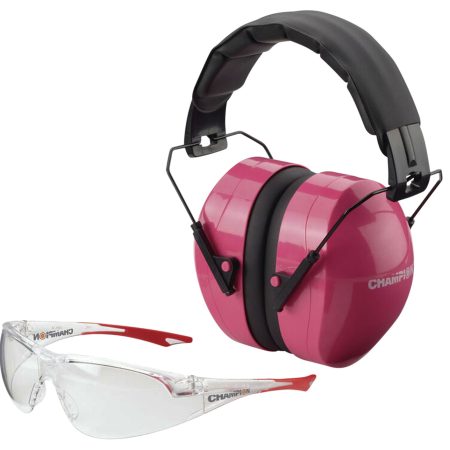 Champion Targets 40624 Eyes & Ears Combo 26 dB Over the Head Pink/Black Adult