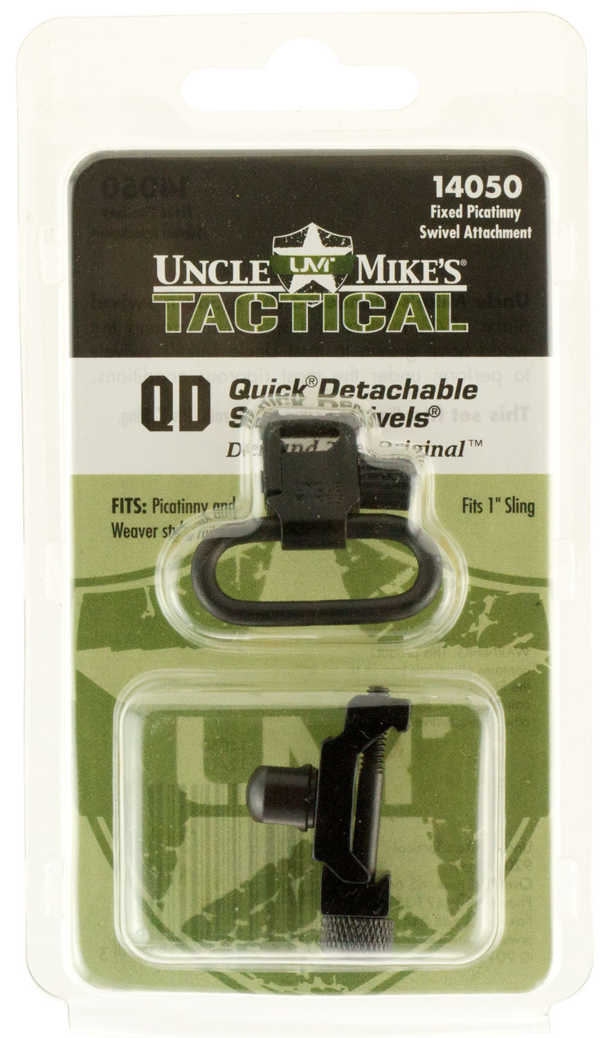 Uncle Mike's 14050 Super Swivel Quick Detach w/Fixed Picatinny Swivel Attachment Blued 1" Loop