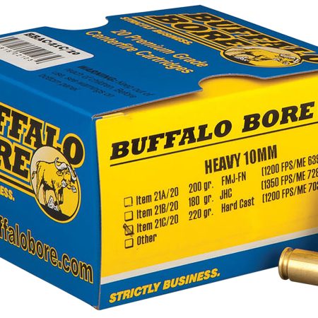 Buffalo Bore Ammunition 21C20 Outdoorsman Strictly Business 10mmAuto 220gr Hard Cast Flat Nose 20 Per Box/12 Case