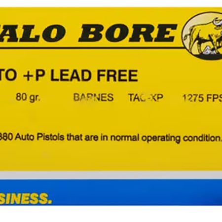 Buffalo Bore Ammunition 27H20 Buffalo-Barnes Strictly Business 380ACP +P 80gr Barnes TAC-XP Lead Free 20 Per Box/12 Case