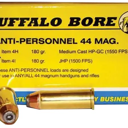 Buffalo Bore Ammunition 4I20 Anti-Personnel Strictly Business 44Rem Mag 180gr Jacketed Hollow Point 20 Per Box/12 Case