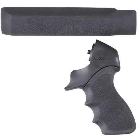 Hogue 05015 OverMolded Tamer Pistol Grip & Forend Black Rubber with Finger Grooves, Polymer Forend for Mossberg 500 12  Gauge