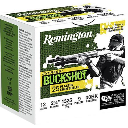 Remington Ammunition 20411 Express Buckshot 12Gauge 2.75" 00Buck Shot 25 Per Box/10 Case
