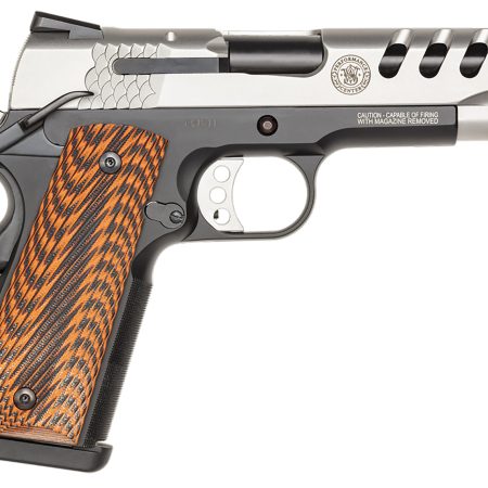 Smith & Wesson 170344 1911 Performance Center  45 ACP 4.25" Throated Barrel 8+1, Black Scandium Frame, Ported Matte Stainless Steel Slide, G10 Custom Wood Grip, Ambidextrous Safety