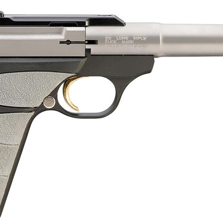 Browning 051483490 Buck Mark Camper *CA Compliant 22 LR 10+1 5.50" Tapered Bull Barrel, Matte Stainless Serrated SS Slide, Matte Black Aluminum Frame & Gray Overmolded Grips