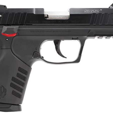 Ruger 3604 SR22  22 LR 10+1 3.50" Satin Stainless Threaded Barrel, Black Anodized Serrated Slide, Black Polymer Frame w/Picatinny Rail, Black Polymer Grip, Right Hand