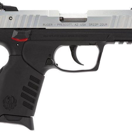 Ruger 3607 SR22  22 LR 10+1 3.50" Satin Stainless Steel Barrel, Silver Anodized Aluminum Serrated Slide, Black Polymer Frame w/Picatinny Rail Frame, Black Polymer Grips