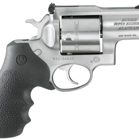 Ruger 5302 Super Redhawk Alaskan Small Frame 480 Ruger 6rd 2.50" Satin Stainless Steel Barrel, Cylinder & Frame, Black Hogue Finger Groove Monogrip, Transfer Bar Safety Exposed Hammer