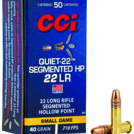 CCI 970 Quiet-22 Segmented HP 22LR 40gr Segmented Hollow Point 50 Per Box/100 Case