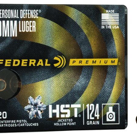 Federal P9HST1S Premium Personal Defense 9mmLuger 124gr HST Jacketed Hollow Point 20 Per Box/10 Case