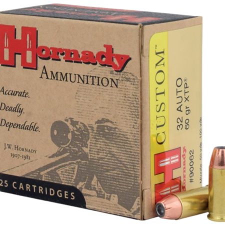 Hornady 90062 Custom  32ACP 60gr Hornady XTP Hollow Point 25 Per Box/10 Case
