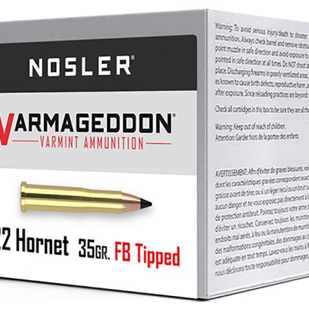 Nosler 41132 Varmageddon  22Hornet 35gr Flat Base Tipped 50 Per Box/5 Case