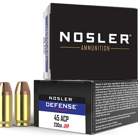 Nosler 39645 Defense Handgun 45ACP 230gr Bonded Performance Jacketed Hollow Point 20 Per Box/10 Case