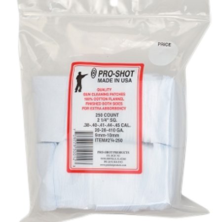 Pro-Shot 214250 Cleaning Patches  .38 - .45 Cal/ .410 / 20 Gauge 2.25" Square Cotton Flannel 250 Pack