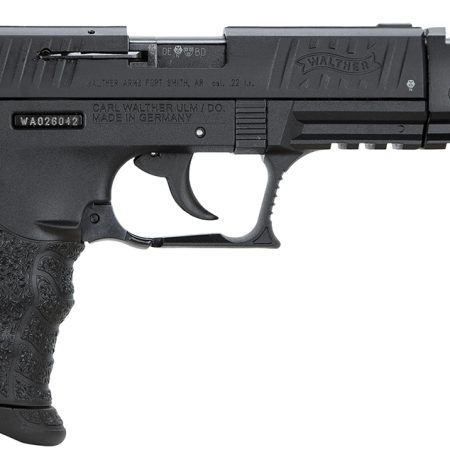 Walther Arms 5120334 P22 Target *CA Compliant 22 LR Caliber with 5" Barrel, 10+1 Capacity, Black Finish Picatinny Rail Frame, Serrated Matte Black Tenifer Steel Slide & Interchangeable Backstrap Grip