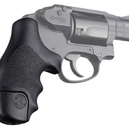 Hogue 60020 OverMolded Tamer  Cobblestone Black Rubber with Finger Grooves for S&W J Frame Centennial with Round Butt, Bodyguard