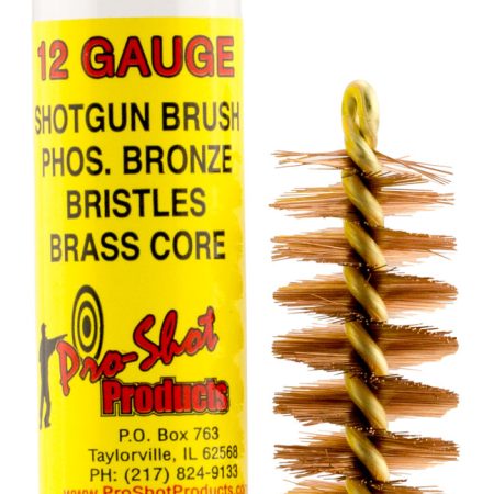 Pro-Shot 12S Bore Brush  12 Gauge Shotgun #5/16-27 Thread Bronze Bristles Looped Tip Brass Core