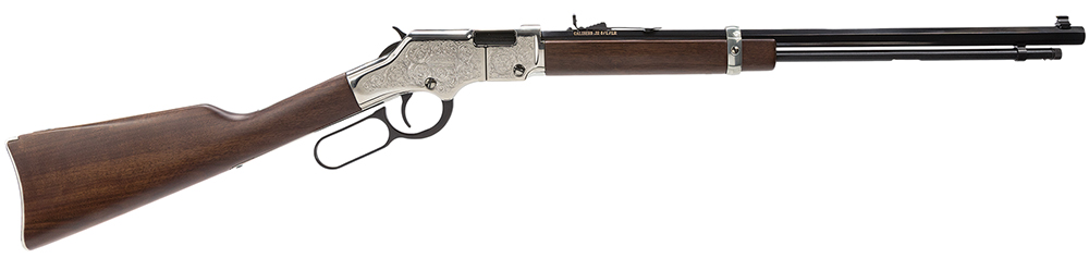 Henry H004SE Silver Eagle Full Size 22 Short/ 22 Long/ 22 LR (16 LR/21 Short) 20" Blued Barrel, Nickel-Plated Metal Finish, American Walnut Stock Right Hand