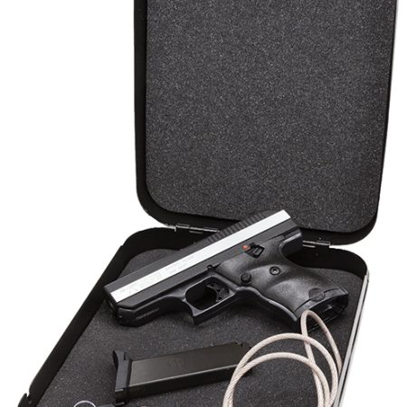 Hi-Point CF380HSP CF Home Security Package 380 ACP 8+1, 3.50" Black Steel Barrel, Black Powder Coated/Chrome Serrated Steel Slide, Black Polymer Frame & Grip, Keyed Lock Box