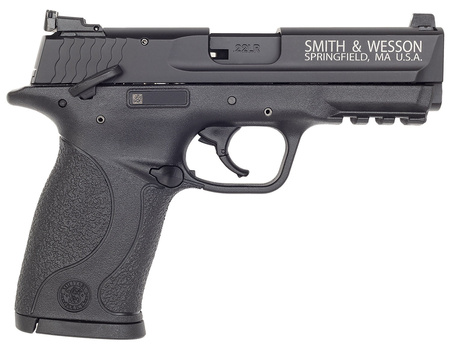 Smith & Wesson 108390 M&P 22 Compact Frame 22 LR 10+1, 3.60" Black Steel Barrel, Black Hard Coat Anodized Serrated Slide, Black Polymer Frame w/Picatinny Rail Frame & Grip, Ambidextrous, Thumb Safety