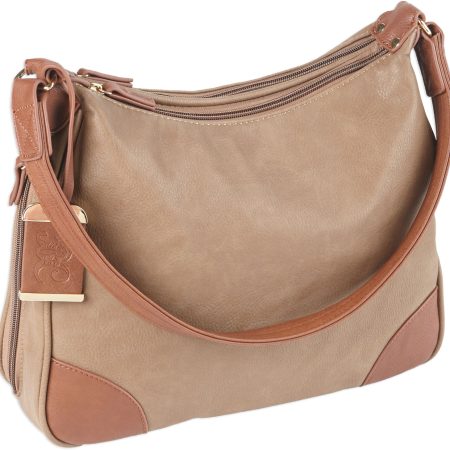 Bulldog BDP014 Hobo Purse w/Holster Taupe w/Tan Trim Leather for Small Autos & Revolvers Ambidextrous Hand