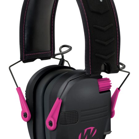 Walker's GWPRSEMPNK Razor Slim Electronic Muff 23 dB Over the Head Black Polymer w/Pink Accents