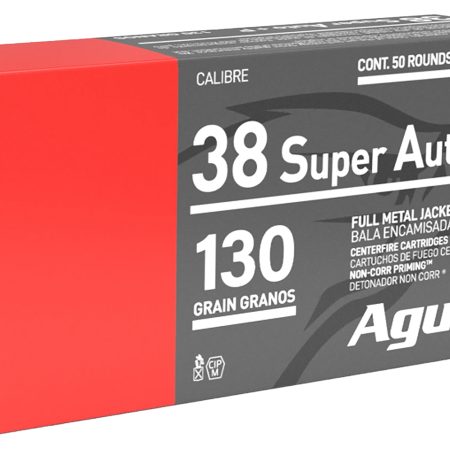 Aguila 1E382112 Target & Range Handgun 38Super +P 130gr Full Metal Jacket 50 Per Box/20 Case