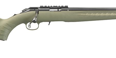 Ruger 8335 American Rimfire  Sports South Exclusive Full Size 22 WMR 9+1 18" Satin Blued Threaded Barrel, Satin Blued Steel Receiver w/Scope Rail, OD Green Synthetic Adjustable Stock, Right Hand