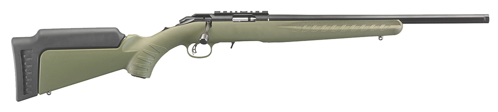 Ruger 8335 American Rimfire Sports South Exclusive Full Size 22 WMR 9+1 18" Satin Blued Threaded Barrel, Satin Blued Steel Receiver w/Scope Rail, OD Green Synthetic Adjustable Stock, Right Hand