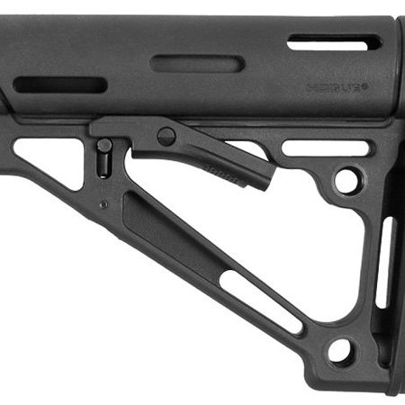 Hogue 15050 OverMolded Collapsible Buttstock Black OverMolded Rubber Black for AR15, M16, M4 with Commercial Tube (Tube Not Included)