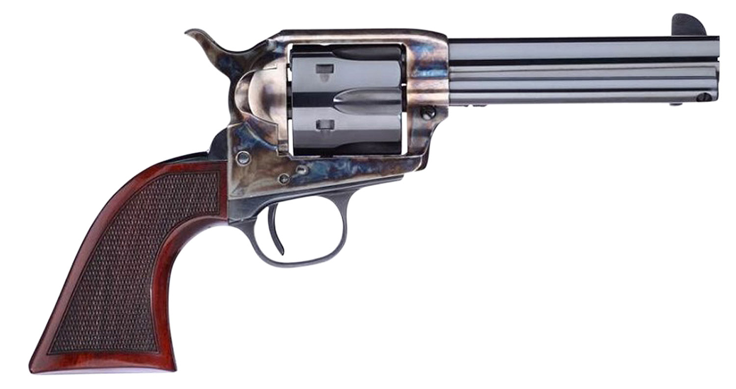 Taylors & Company 556201DE Short Stroke Smoke Wagon 45 Colt (LC) 6rd 4.75" Blued Cylinder & Barrel Color Case Hardened Steel Frame Checkered Walnut Navy Size Grip (Taylor Tuned)