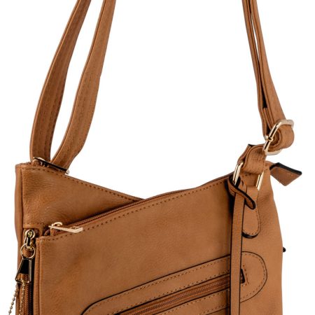 Bulldog BDP032 Cross Body Purse w/Holster Tan Leather for Small Autos & Revolvers Ambidextrous Hand