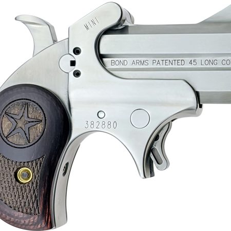 Bond Arms BAM Mini Original 45 Colt (LC) 2rd 2.50"  Stainless Steel Double Barrel & Frame, Auto Extractor & Rebounding Hammer, Blade Front/Fixed Rear Sights, Rosewood Grips, Manual Safety