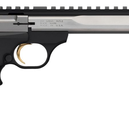 Browning 051508490 Buck Mark Contour 22 LR 10+1 7.25" Contoured Barrel, Matte Stainless Serrated Steel Optic Ready Slide, Matte Black Aluminum Frame, Finger Grooved Black Ultragrip RX Grip