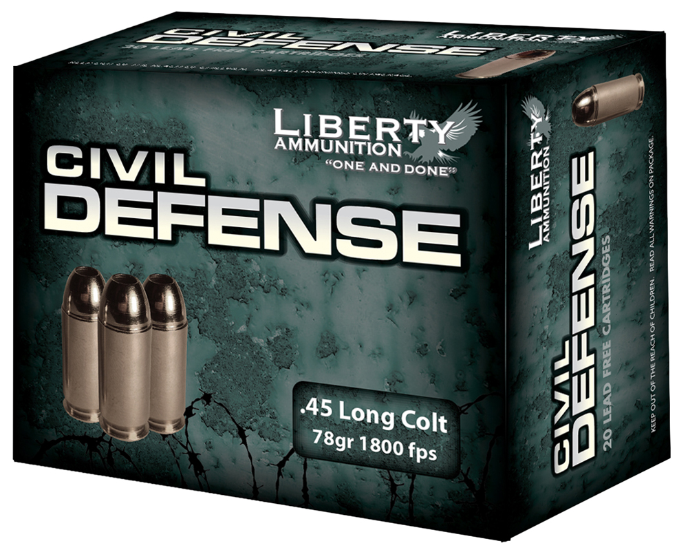 Liberty Ammunition LACD45031 Civil Defense 45Colt 78gr Lead Free Fragmenting Hollow Point 20 Per Box/50 Case