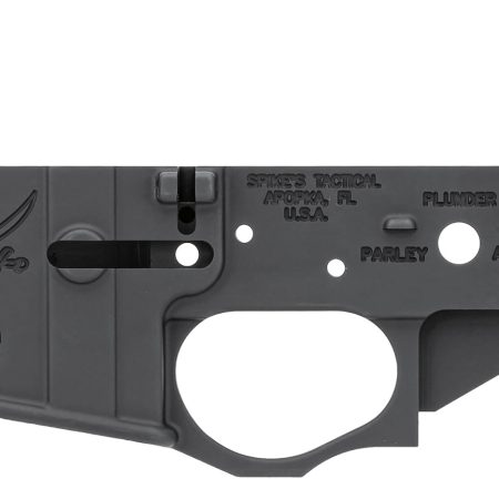 Spikes STLS016 Calico Jack Stripped Lower Receiver Multi-Caliber 7075-T6 Aluminum Black Anodized for AR-15