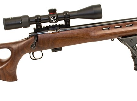 Crickett KSA20030 Model 722 Varmint Package Youth 22 LR 7+1 20" Blued Bull Barrel, Blued Steel Receiver, Fixed Thumbhole Walnut Stock, Includes Simmons 3-9x40mm Scope, Bipod, Case & Scope Rings